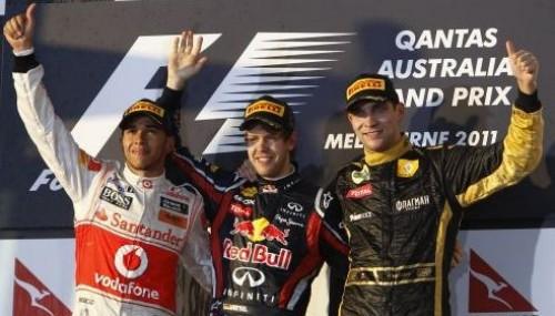 Hamilton, Vettel a Petrov