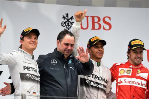 N. Rosberg, Ron Meadows (Mercedes), Hamilton, Alonso